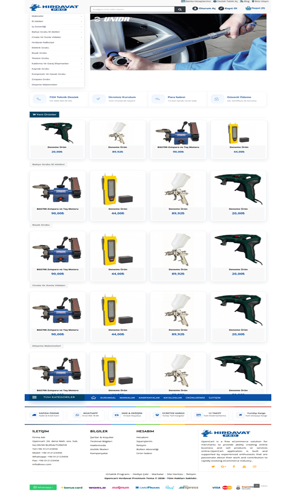 Opencart 3.x Hırdavat Pro Tema Full Paket