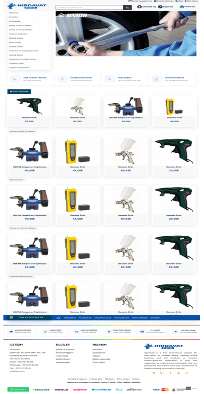 Opencart 3.x Hırdavat Pro Tema Full Paket