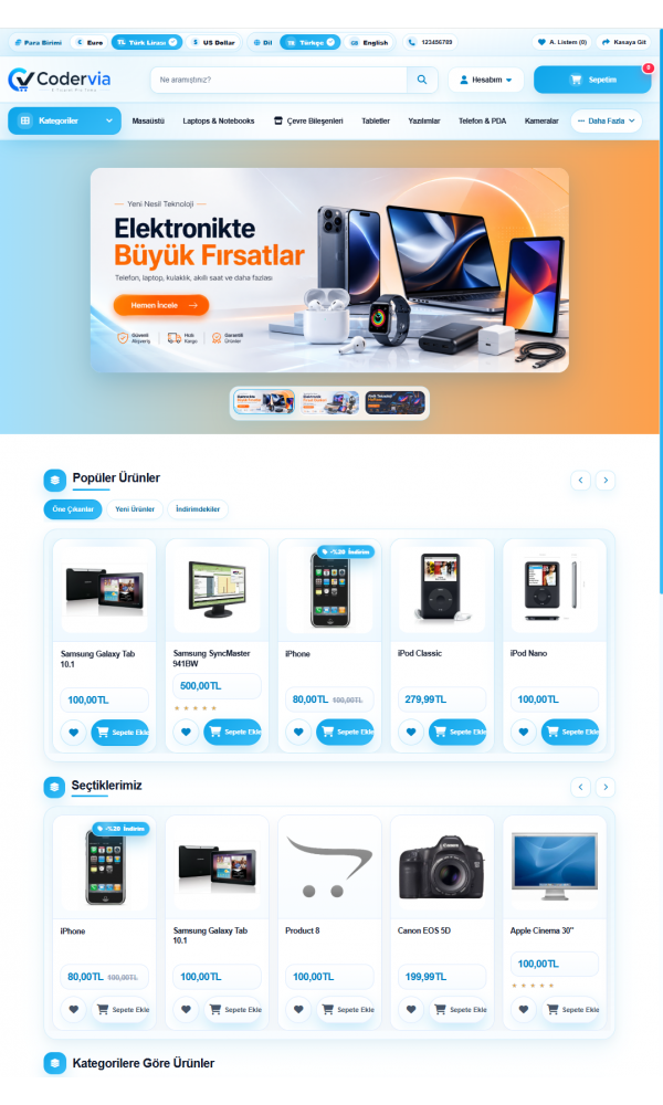 OpenCart 4x Sky Blue Premium Tema Full Paket
