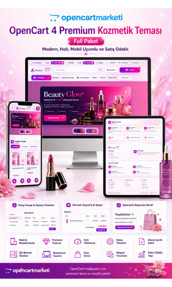 OpenCart 4x Kozmetik Premium Tema Full Paket OpenCart 4x Kozmetik Premium Tema Full Paket