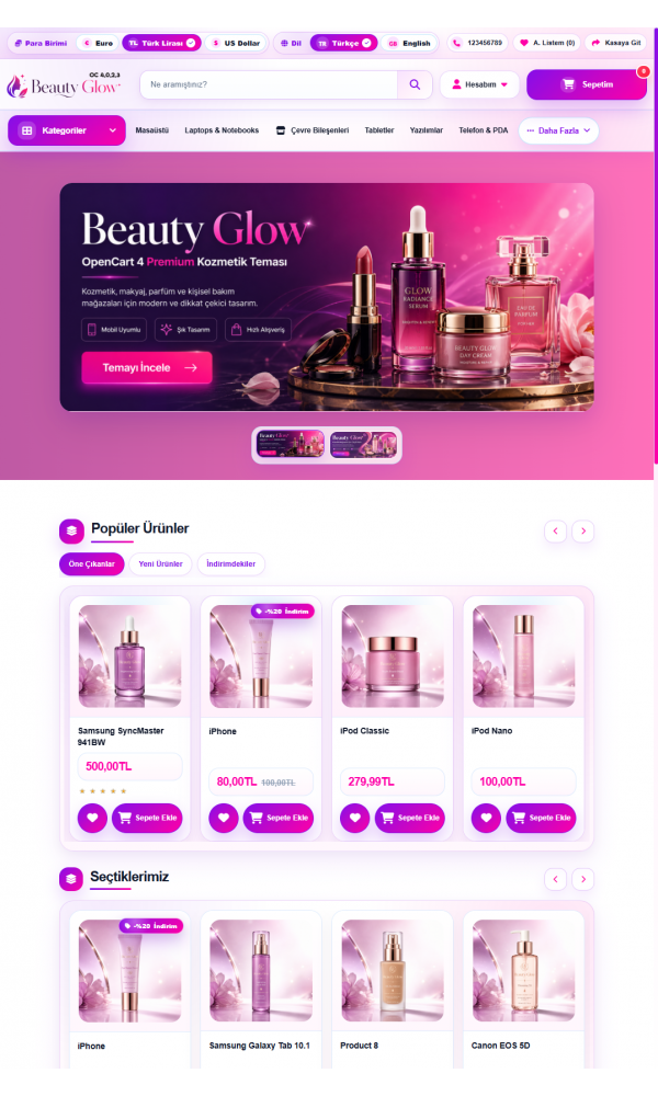 OpenCart 4x Kozmetik Premium Tema Full Paket