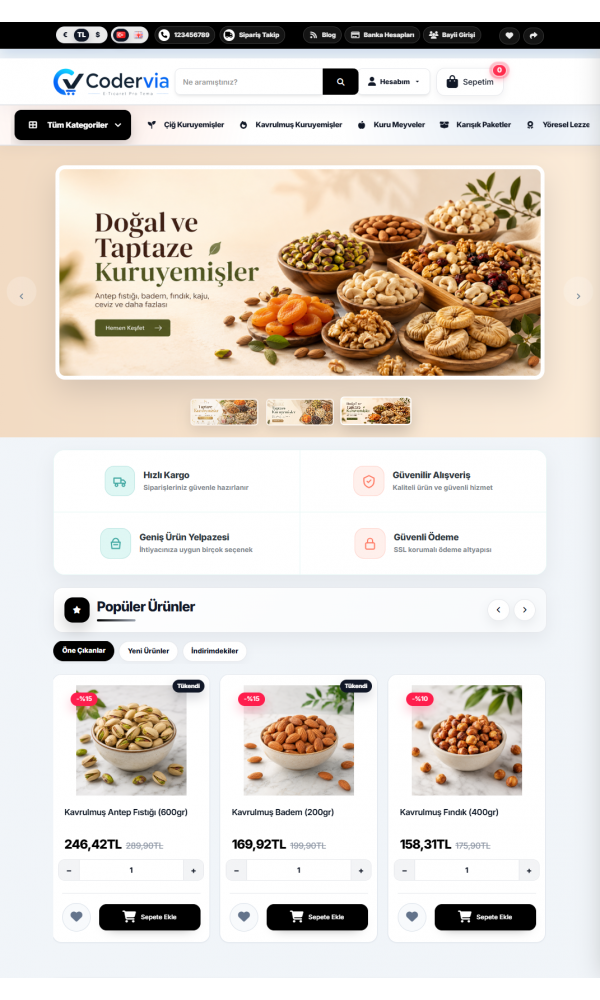 Opencart 3.x Kuruyemiş Premium Tema Full Paket Opencart 3.x Kuruyemiş Premium Tema Full Paket
