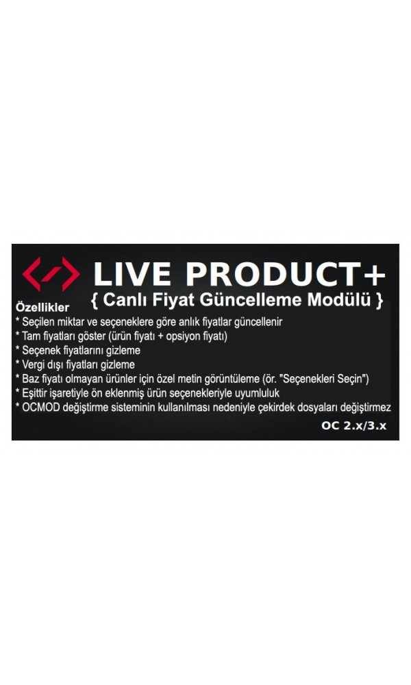 Live Product + (canlı fiyat güncellemesi)