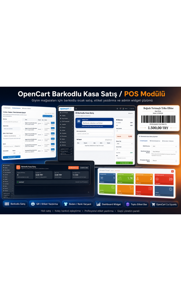 OpenCart Barkodlu Kasa Satış / POS Modülü