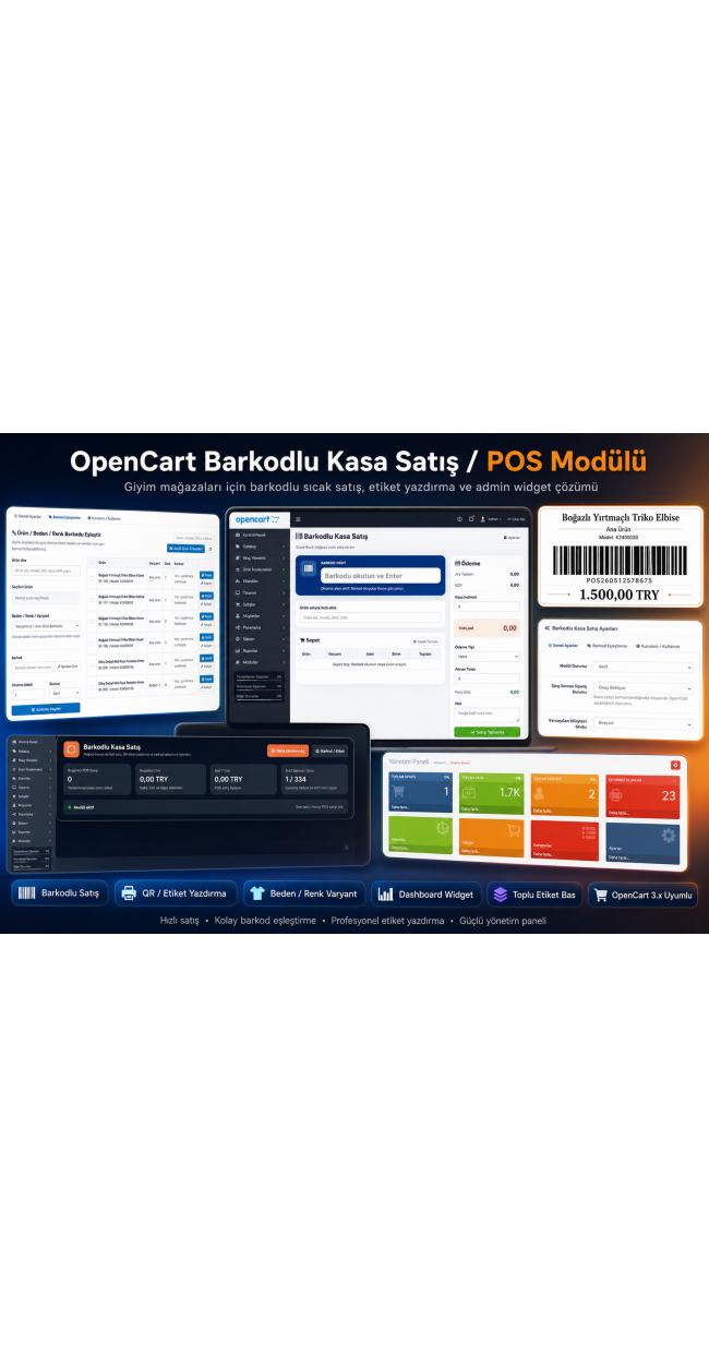OpenCart Barkodlu Kasa Satış / POS Modülü