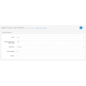Opencart Sepet Tutarı Üzeri İndirim Modülü