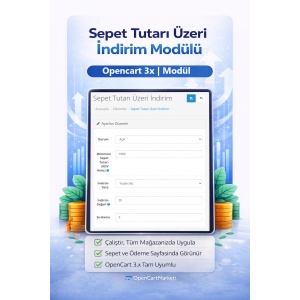 Opencart Sepet Tutarı Üzeri İndirim Modülü