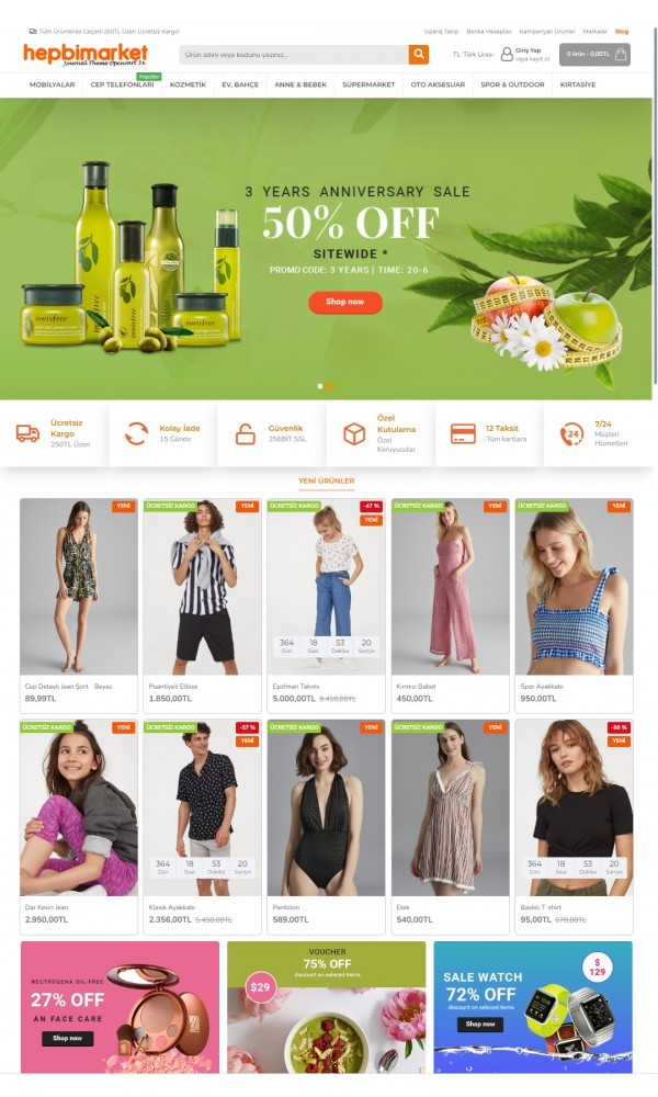 Opencart 3.x Hepsibimarket Full Paket