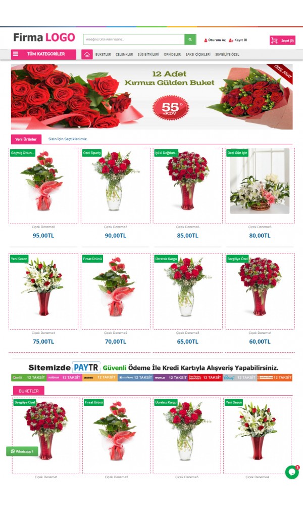 Opencart 3x Çiçekçi Full Paket
