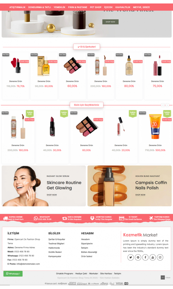 Opencart 3.x Kozmetik Market Tema Full Paket