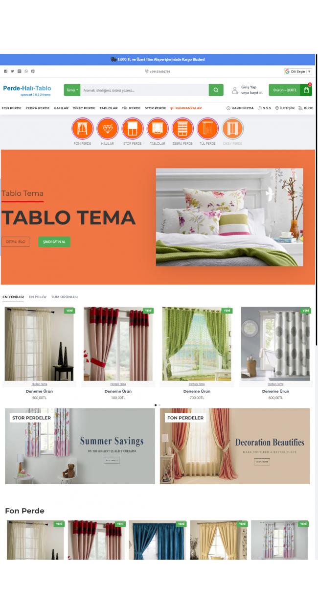 Perde Halı Tablo Tema Full Paket
