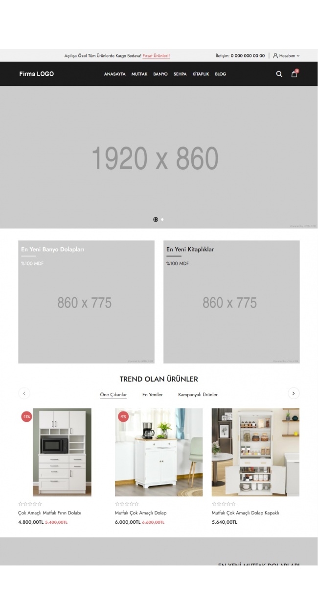 Opencart 3.x Mutfak Banyo Mobilya Teması