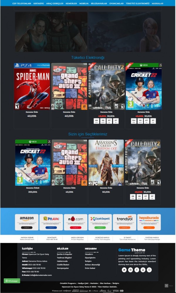 Opencart 3.x Game Sales Theme Full Package